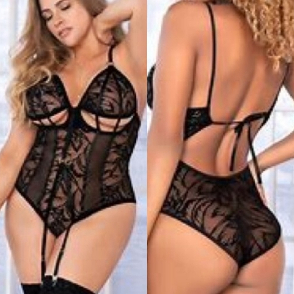 NEW Mapale Strictly Physical Teddy Black Lace Teddy Medium